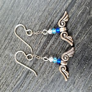 🌴 Blue and silver wings earrings